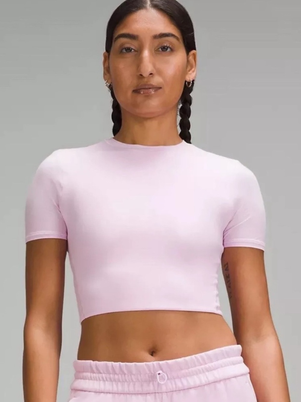 Lululemon Wundermost Ultra-Soft Nulu Crewneck Cropped T-Shirt Pink 4-6